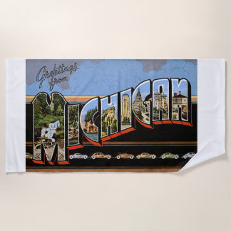 Serviette De Plage Michigan State Salutations Colorful Art Beach Serv