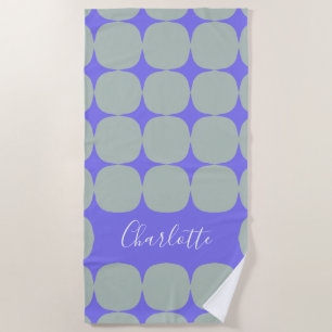 Serviette De Plage Mid Century Mod in Sage and Purple Personnalisé