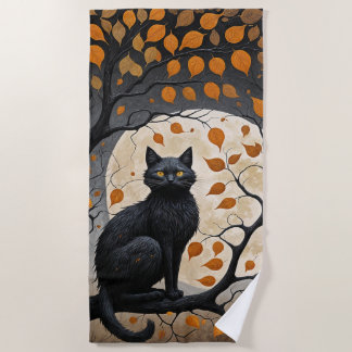 Serviette De Plage Midnight Sentinel Under the Harvest Moon