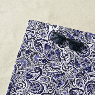 Serviette De Plage Mignon motifs paisley bleu blanc design