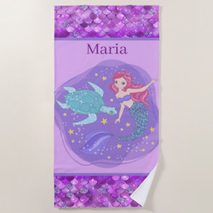Serviette De Plage mignonne filles mermaid ajouter nom