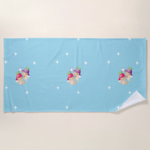 Serviette De Plage Mignons anges sur bleu