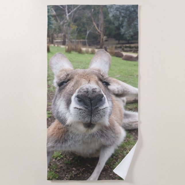 Serviette De Plage Mignons Visage Kangaroo Kawaii Animal (Devant)