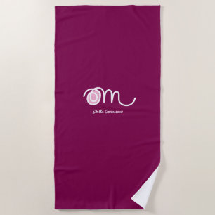 Serviette De Plage Minimaliste Om Manuscrit Personnalisé