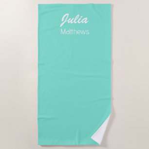 Serviette De Plage minimaliste personnalisé vert menthe