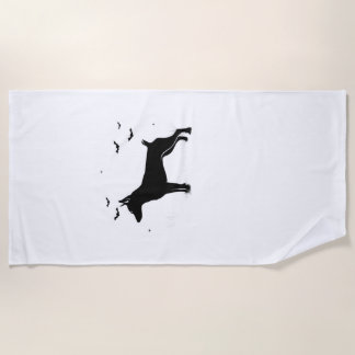 Serviette De Plage MinPin Dog � Halloween Moon Silhouette Classic T-S