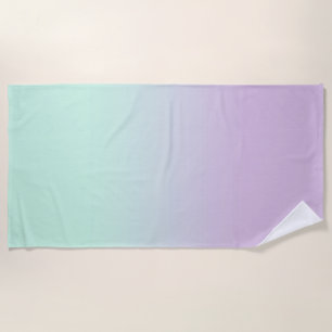 Serviette De Plage Mint Esthétique Pastel Et Ombre Gradient Lilac