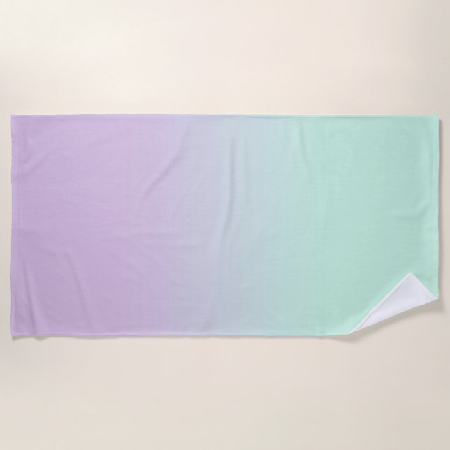 Serviette De Plage Mint Esthétique Pastel Et Ombre Gradient Lilac (Devant)