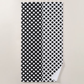 Serviette De Plage Miroir opposé point Polka noir et blanc