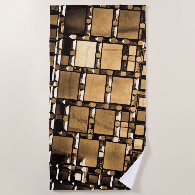 Serviette De Plage Miroirs Sepia géométriques (Devant)