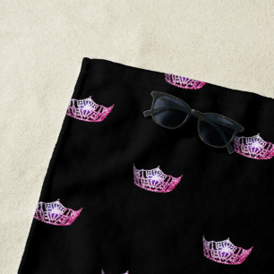 Serviette De Plage Miss America Pink Crown Beach Towel