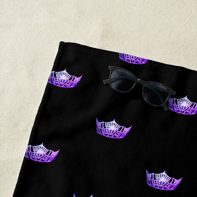 Serviette De Plage Miss America Purple Crown Beach (En situation)
