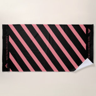 Serviette De Plage Miss America Rodeo Coral Stripe Crown Beach Servie