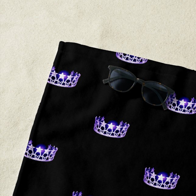 Serviette De Plage Miss USA Purple Star Crown Beach Towel (En situation)