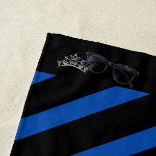 Serviette De Plage Miss USA style Beach Towe Royal Blue Stripe Crown