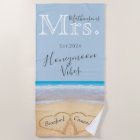 Mme Dusty Blue Beach Mariage 2 Coeurs Sable |