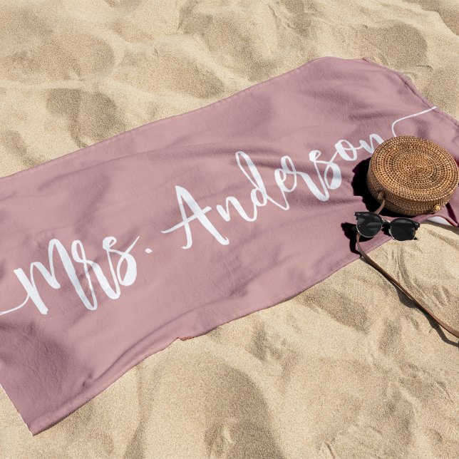 Serviette De Plage Mme Nouveau nom Mariée Mariage Lune de miel (Créateur téléchargé)