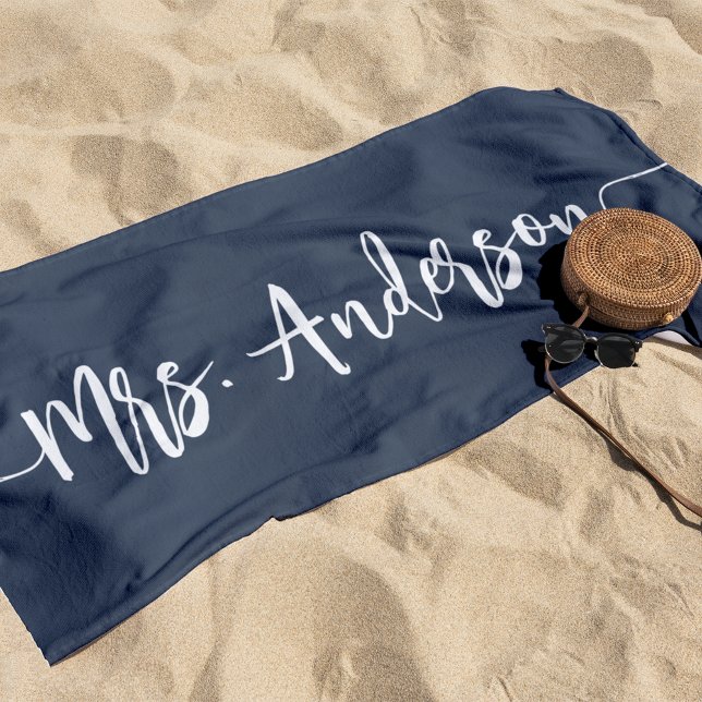 Serviette De Plage Mme Nouveau nom Mariée Mariage Lune de miel (Créateur téléchargé)