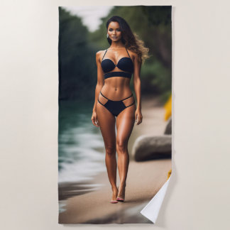 Serviette De Plage Modèle chaud posant à la plage Beach Towel