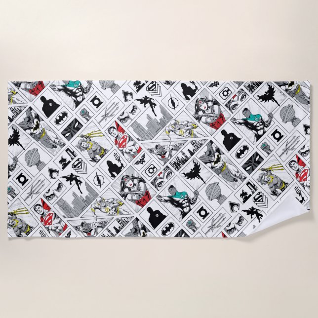 Serviette De Plage Modèle de panneau héroïque de la Ligue de justice (Devant)