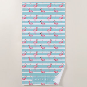 Serviette De Plage Modèle Flamingo rose mou