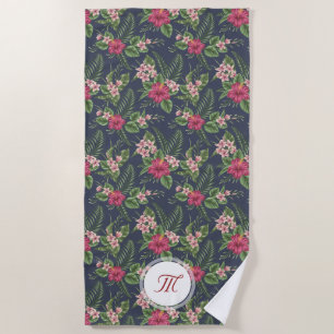 Serviette De Plage Modèle floral Hibiscus Monogram Beach Towne