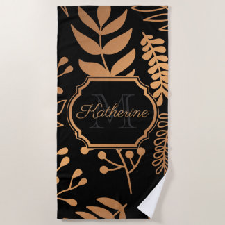 Serviette De Plage Modèle Floral Or