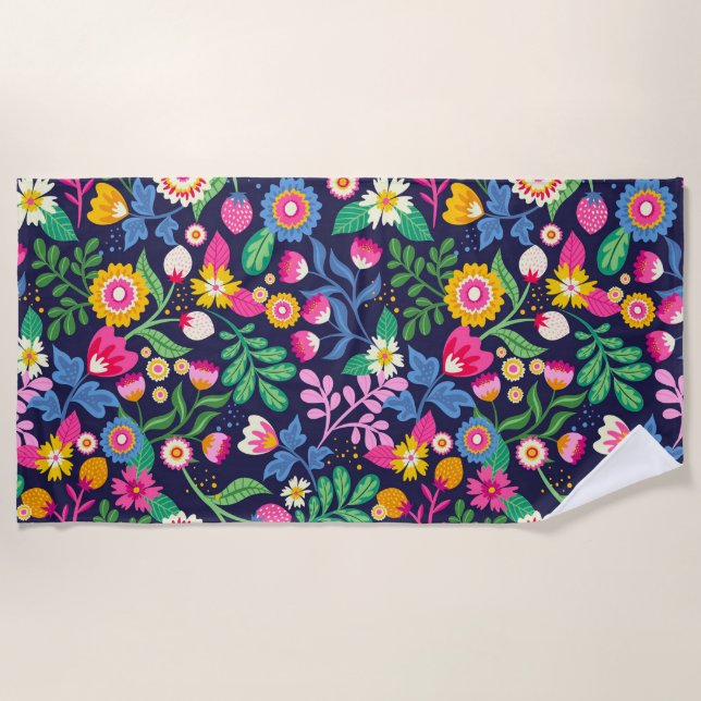 Serviette De Plage Modèle floral peint à la main exotique-48330 (Devant)