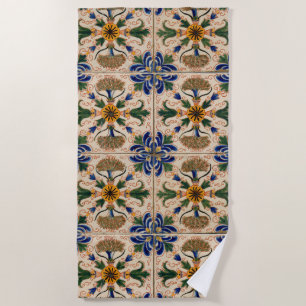 Serviette De Plage Modèle Floral Vintage méditerranéen coloré