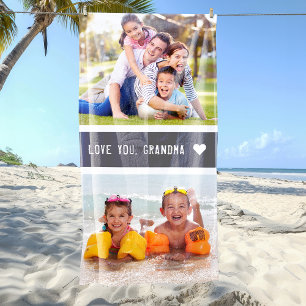 Serviette De Plage Modern Love You Grandma Photos Gris