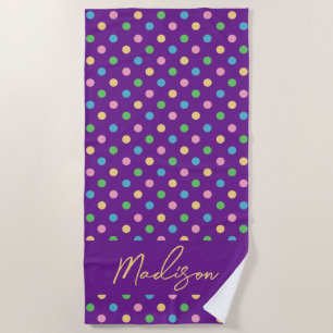 Serviette De Plage Moderne Chic Points Personnalisés Violet