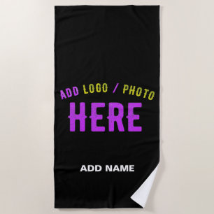 SERVIETTE DE PLAGE MODERNE ET MODERNE PERSONNALISABLE NOIR VÉRIFIÉ