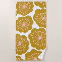 Moderne Floral Fleur Motif Moutarde Milieu XXe