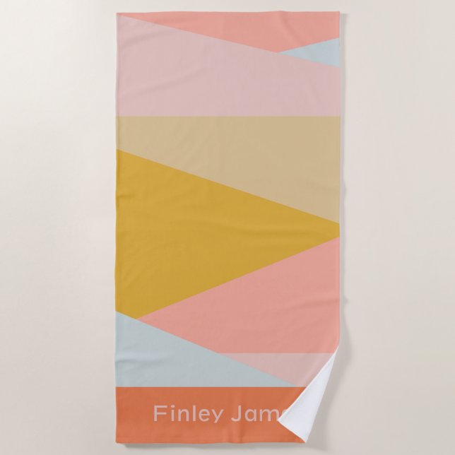 Serviette De Plage Moderne Géométrique Découpe d'été personnalisée (Devant)
