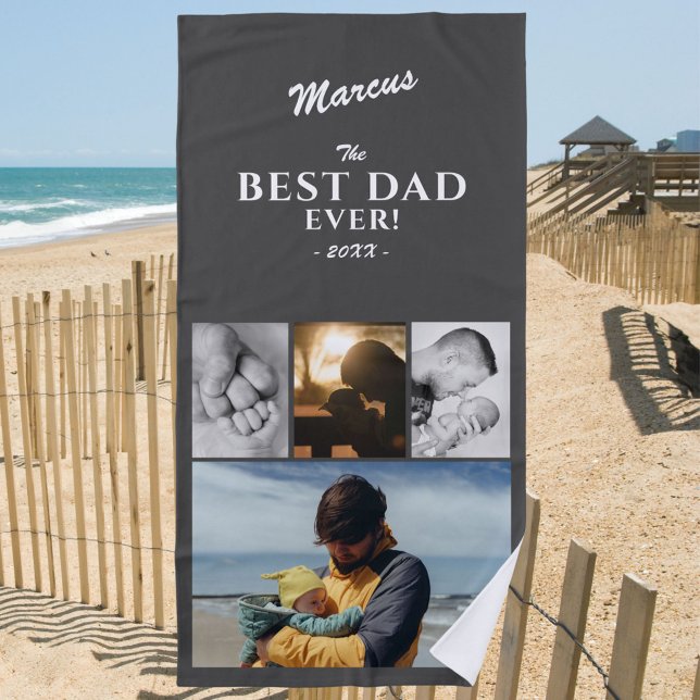 Serviette De Plage Moderne Meilleur papa Jamais Père Jour Keepsaké 4  (Créateur téléchargé)