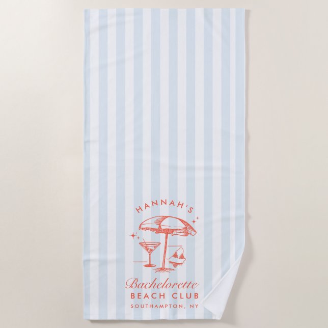 Serviette de plage moderne orange et bleue pour en (Devant)