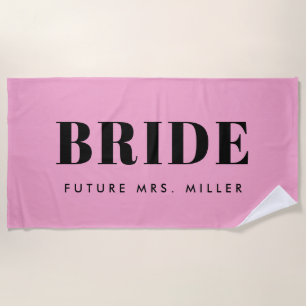 Serviette De Plage Moderne rose Bachelorette Avenir Mme Bride