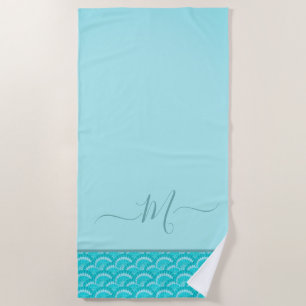 Serviette De Plage Moderne Tropical Turquoise Turquoise Aqua Blue Sea