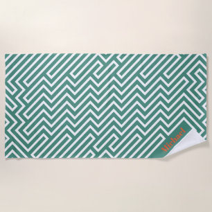 Serviette De Plage Moderne Vert Blanc Design Bachelor Party Favoriser