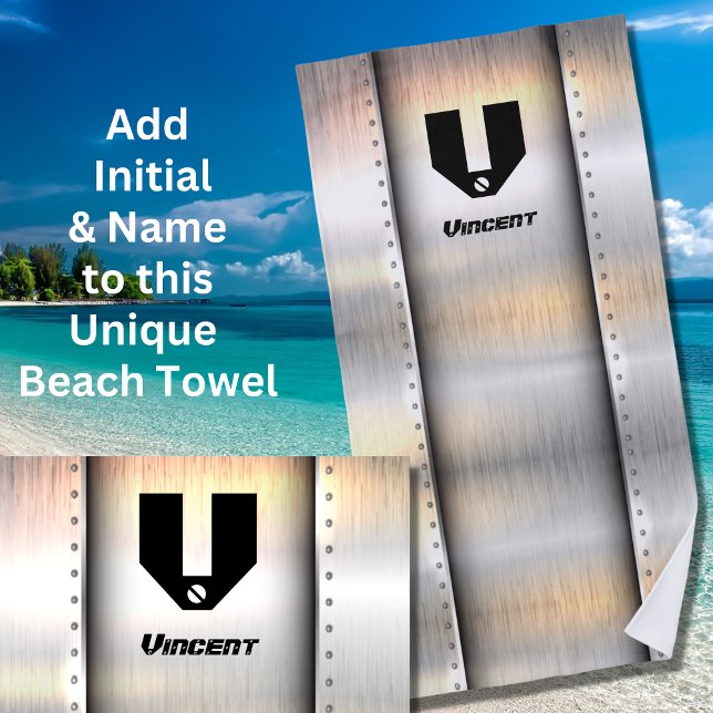 Serviette De Plage Modifier Initial, Ajouter Nom, Bandes métalliques  (Créateur téléchargé)