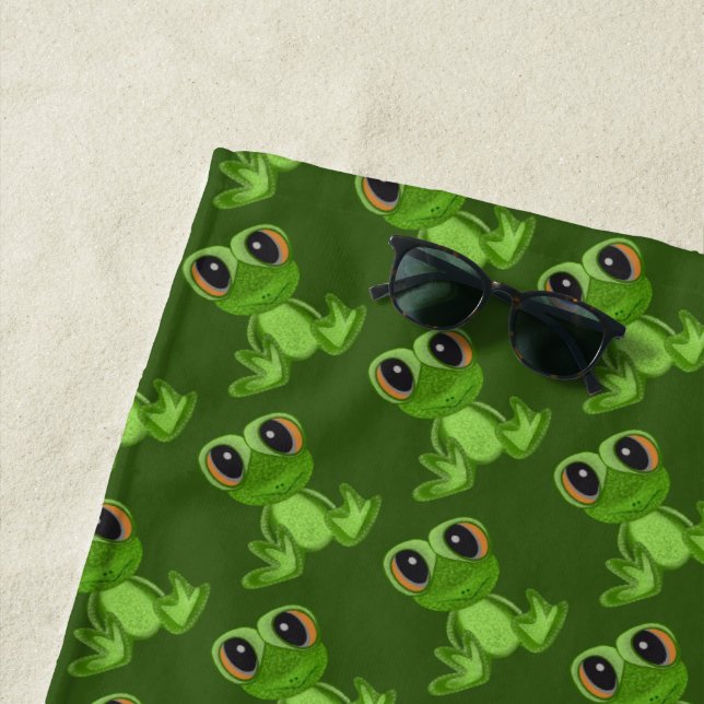 Serviette De Plage Mon ami Green Frog (En situation)