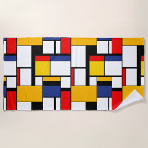 Serviette De Plage Mondrian géométrique Composition minimaliste moder