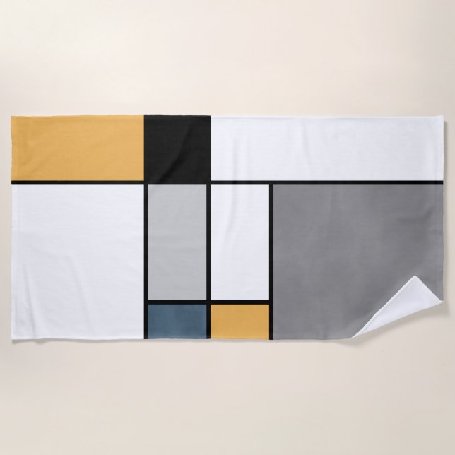 Serviette De Plage Mondrian inspiré (Devant)