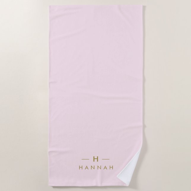 Serviette De Plage Monogram Blush | Elegant Gold Minimum (Devant)