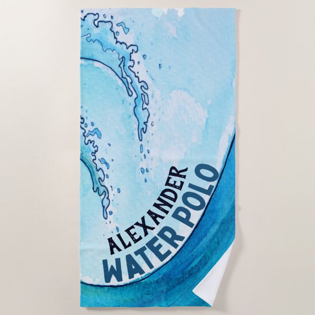 Serviette De Plage Monogramme Beach Water Polo Wave (Devant)