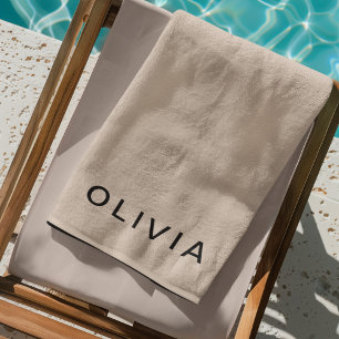 Serviette De Plage Monogramme beige personnalisé