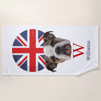 Serviette De Plage MONogramme BRITANNIQUE BULLDOG