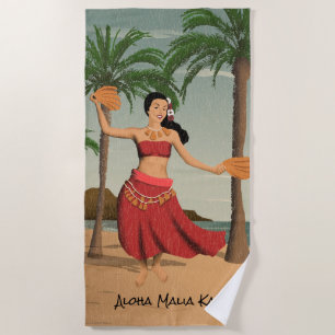 Serviette De Plage Monogramme de carte postale affligé par cru