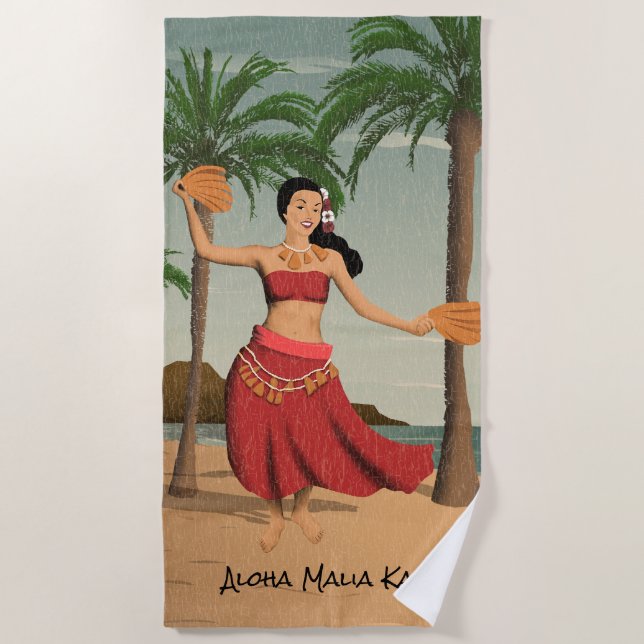 Serviette De Plage Monogramme de carte postale affligé par cru (Devant)
