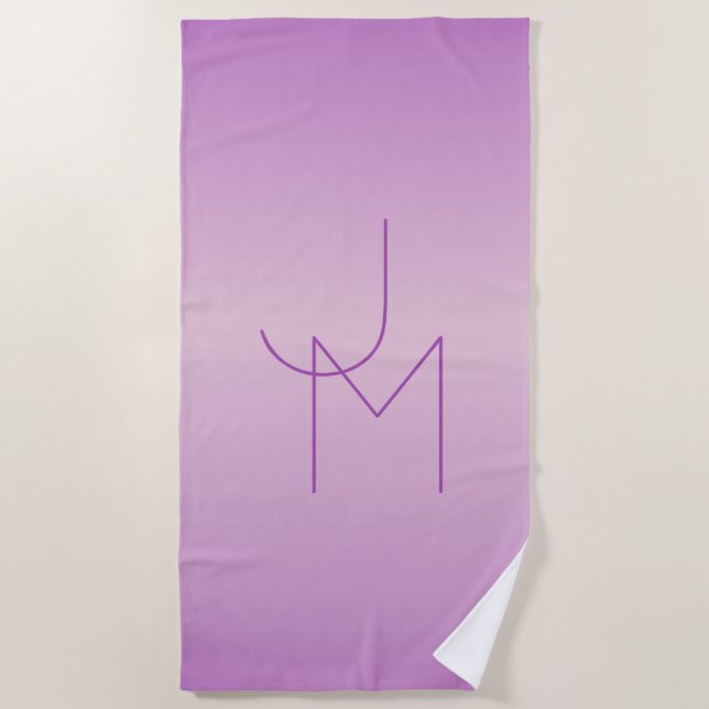 Serviette De Plage Monogramme de chevauchement unique | Lavande douce (Devant)